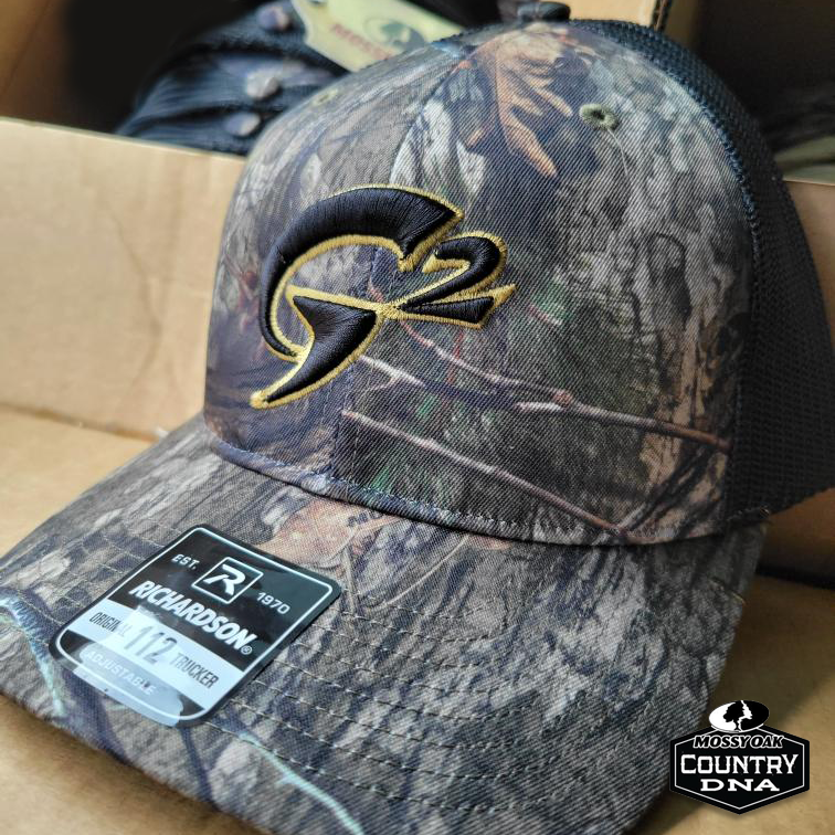 Gob Gear | Cap Hat | G2 Rounded Logo - Richardson 112 Snapback - Mossy Oak Country DNA/Black - Black/Bronze Stitching