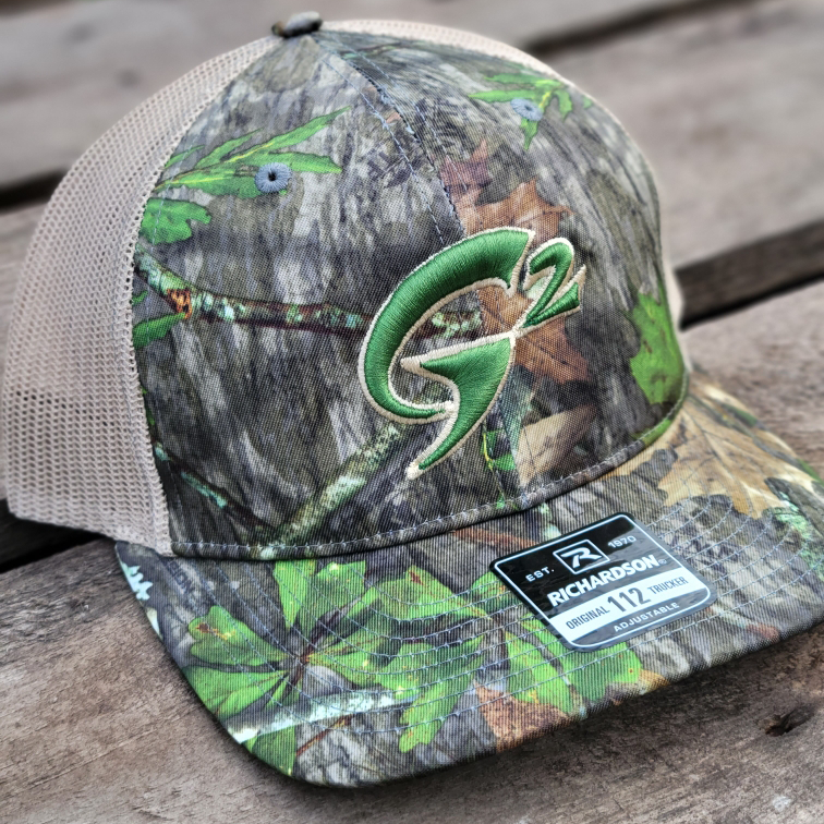 Gob Gear | Cap Hat | G2 Rounded Logo - Richardson 112 Snapback - Mossy Oak Obsession/Khaki- Hunter Green/Tan Stitching