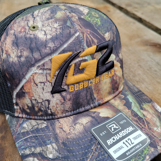 Gob Gear | Cap Hat | G2 Squared Logo - Richardson 112 Snapback - Mossy Oak Country DNA/Black - Orange/Black Stitching