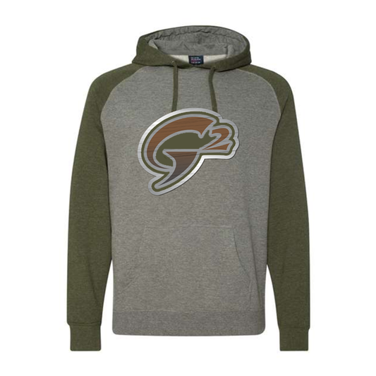 Gob Gear | Independent Trading Co Hoodie - G2 Rounded Logo - Gunmetal Heather/Army Heather - Green/Copper/Light Grey Logo