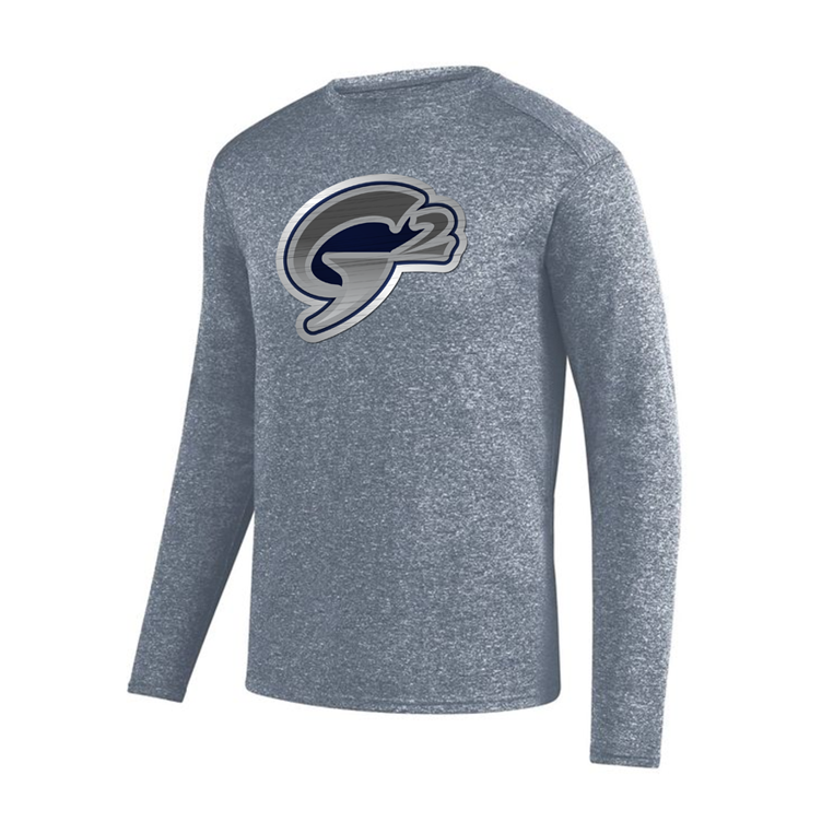 Gob Gear | Tee LS - G2 Rounded Logo - Heathered Navy - Navy/Grey/Silver/White Logo