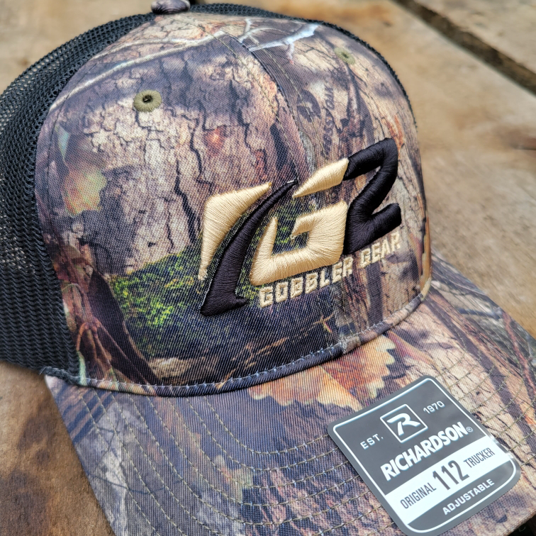 Gob Gear | Cap Hat | G2 Squared Logo - Richardson 112 Snapback - Mossy Oak Country DNA/Black - Gold/Black Stitching