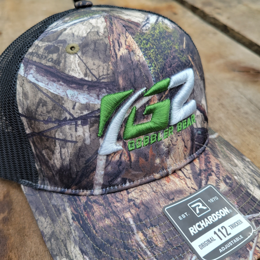 Gob Gear | Cap Hat | G2 Squared Logo - Richardson 112 Snapback - Mossy Oak Country DNA/Black - Green/Light Grey Stitching