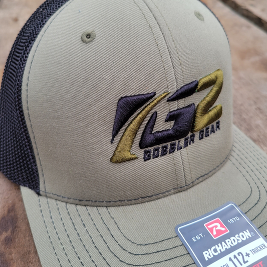 Gob Gear | Cap Hat | G2 Squared Logo - Richardson 112+ Snapback - Loden/Black - Black/Green Stitching