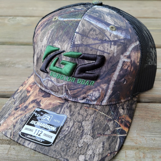 Gob Gear | Cap Hat | G2 Rounded Logo - Richardson 112 Snapback - Mossy Oak Country DNA/Black - Hunter Green/Black Stitching