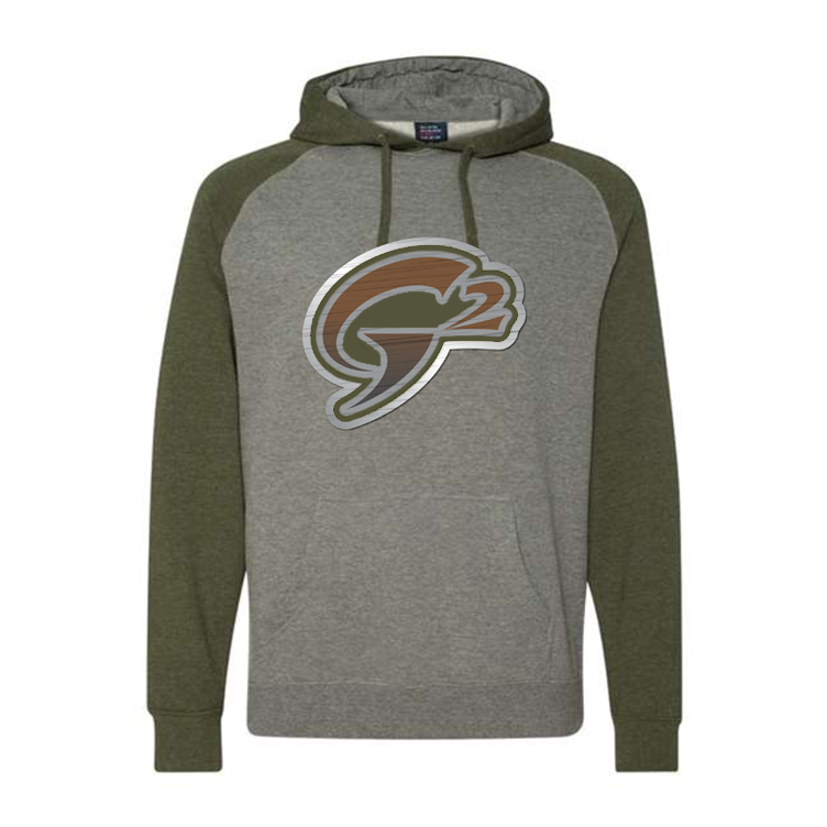 Gob Gear | Independent Trading Co Hoodie - G2 Rounded Logo - Gunmetal Heather/Army Heather - Green/Copper/Light Grey Logo